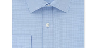 DKNY Men's Slim Fit Stretch Mini Check Dress Shirt Blue Size 17.5X32X33