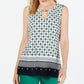 Charter Club Women's Printed Keyhole Neck Top White Size X-Small