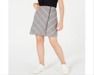 Bar III Women's Zipper Detail Plaid Skirt Black Size 8