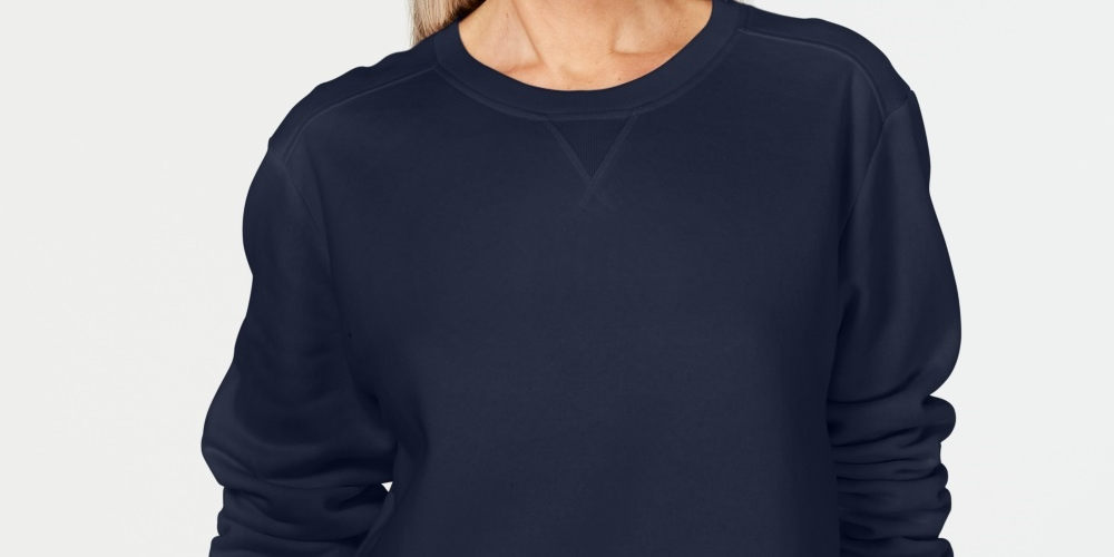 Karen Scott Women's Long-Sleeve Crewneck Sweatshirt Navy Size X-Small