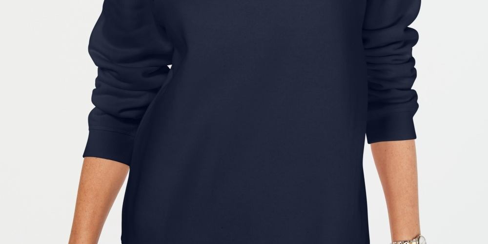 Karen Scott Women's Long-Sleeve Crewneck Sweatshirt Navy Size X-Small