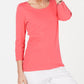 Karen Scott Women's Cotton 3/4-Sleeve Top Orange Size Large