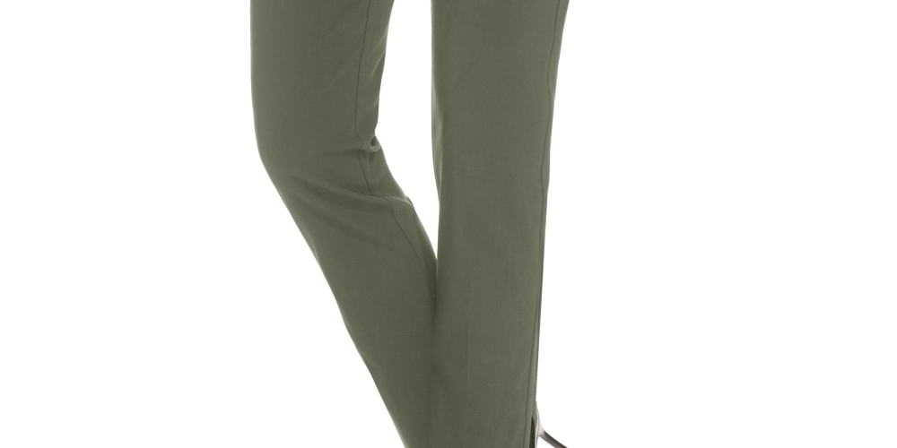 JM Collection Women's Studded Pull On Tummy Control Pants Regular And Short Lengths Green Size Small
