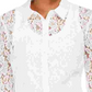 Charter Club Women's Lace Button-Down Top White Size Large
