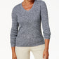 Karen Scott Women's Petite Cotton Ribbed Marled Sweater Natural Size Small