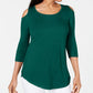 JM Collection Women's Cold Shoulder Top Green Size Petite Medium