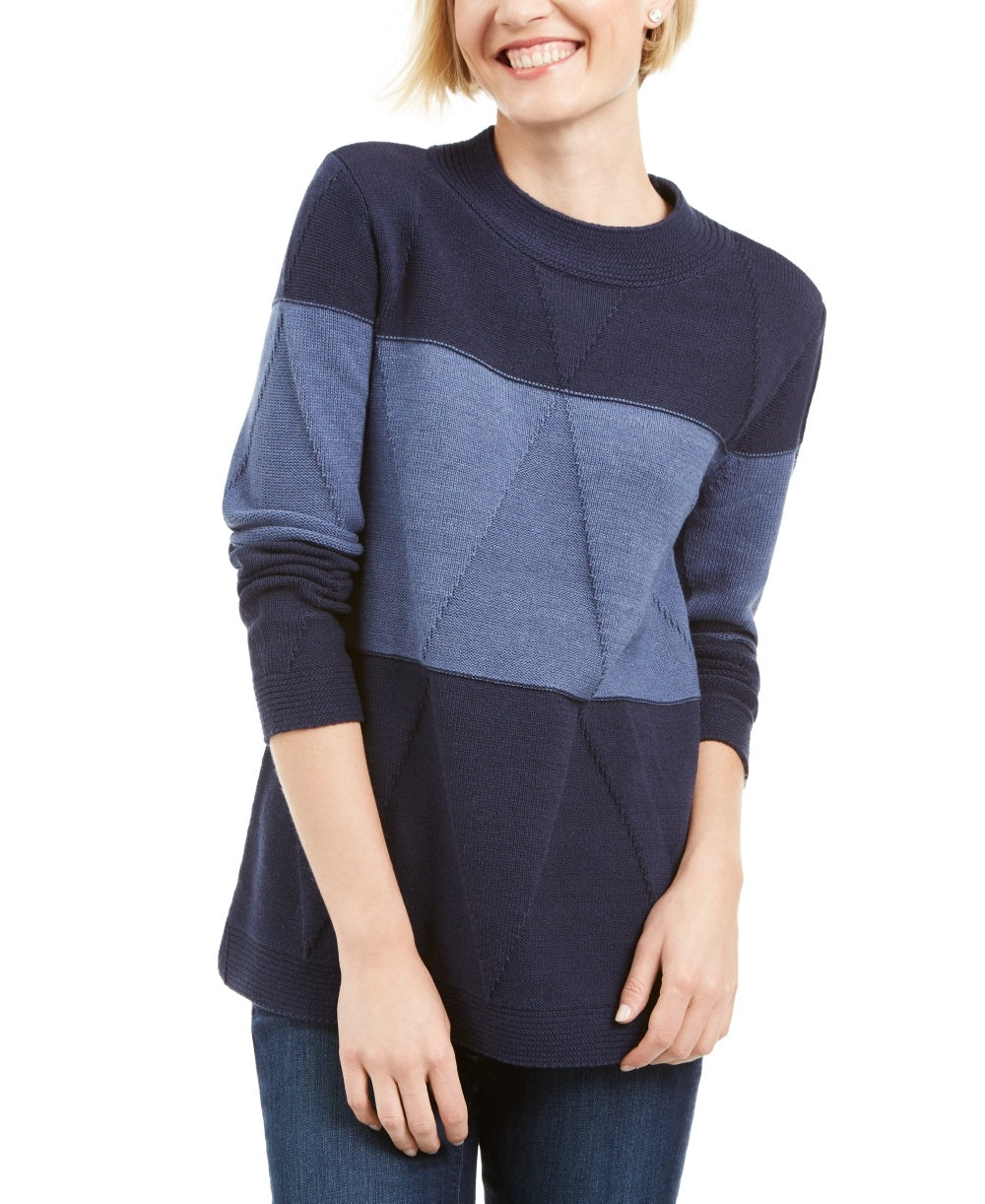 Karen Scott Women's Grace Colorblocked Sweater Blue Size X-Small