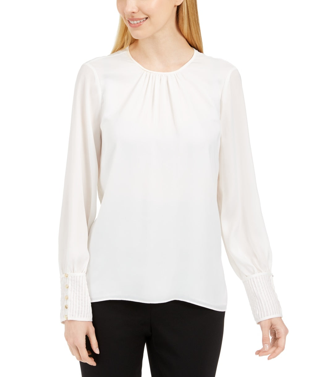 Calvin Klein Women's Woven Top White Size X-Small