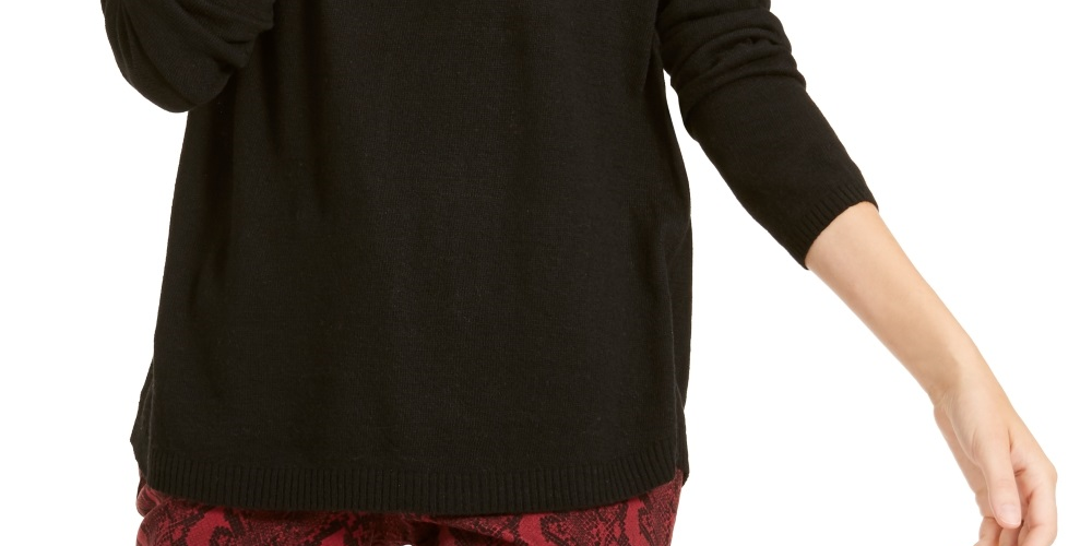 INC International Concepts Women's Peekaboo Grommet Sweater Black Size Small