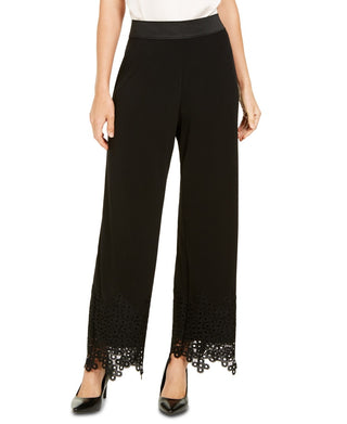 Alfani Women's Lace Hem Palazzo Pants Black Size PS