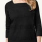 Karen Scott Women's Square Neck Lace Stripe Top Black Size X-Small