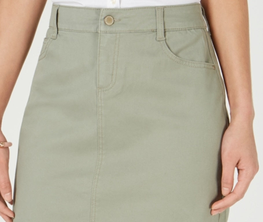 Charter Club Women's Denim Tummy Control Skirt  Green Size 4