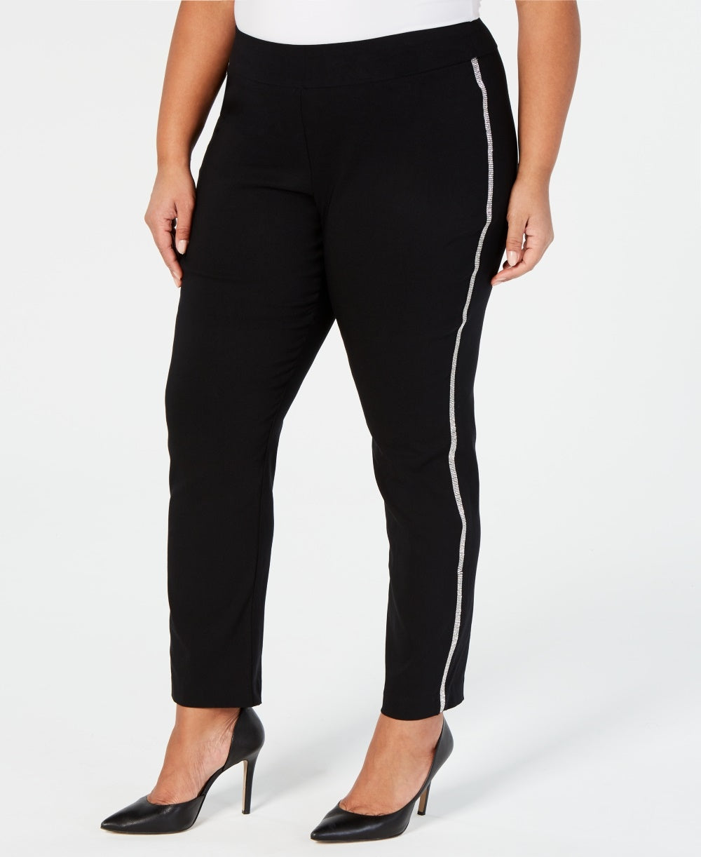 JM Collection Women's Plus Size Straight Leg Trousers  Black Size Small