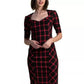 Trina Turk Women's Plaid Sweethear-Neck Casual Dress Black Size 4