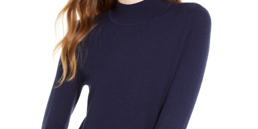 Maison Jules Women's Mock Neck Sweater Blue Size X-Small