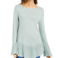 Style & Co Women's Ruffle Hem Knit Sweater Green Size X-Small