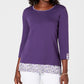 Karen Scott Women's Printed Trim Top Purple Size PS