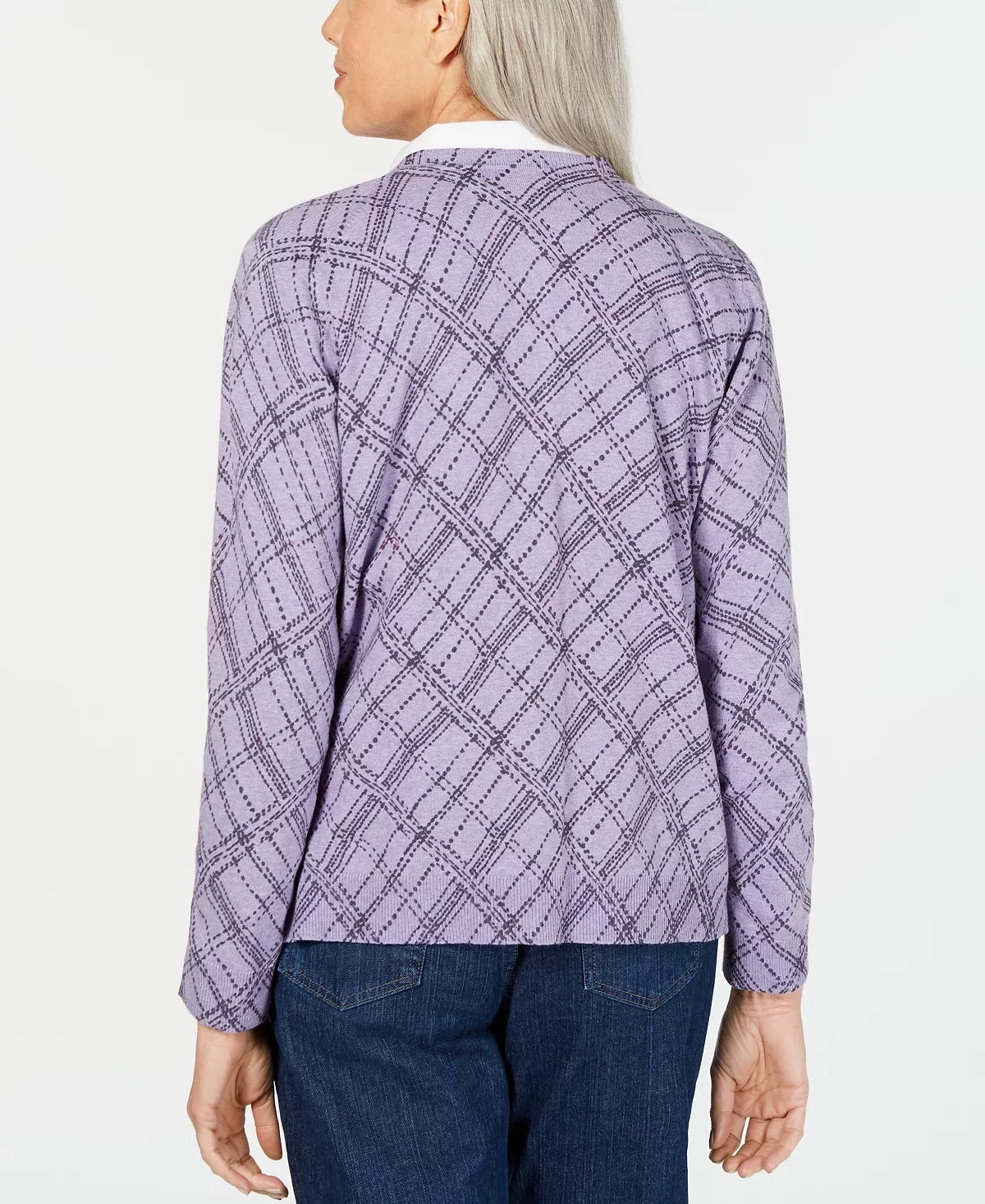 Karen Scott Women's Pamela Plaid Cardigan Purple Size Petite Small