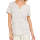 Karen Scott Women's Printed Short-Sleeve Henley Top Beige Size XX-Large