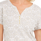 Karen Scott Women's Printed Short-Sleeve Henley Top Beige Size XX-Large