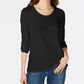 Maison Jules Women's Scoop Neck Top Black Size X-Small