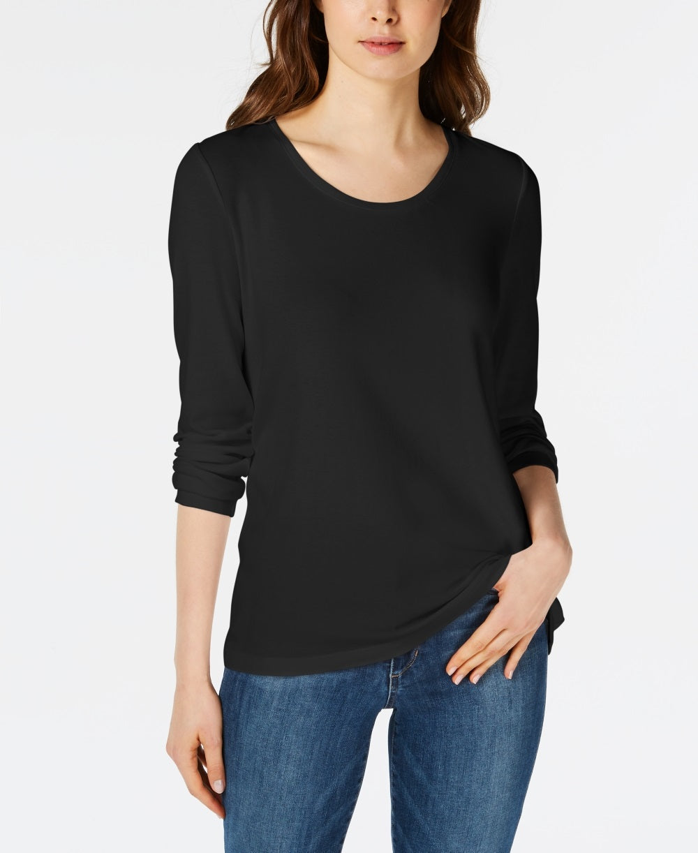 Maison Jules Women's Scoop Neck Top Black Size X-Small