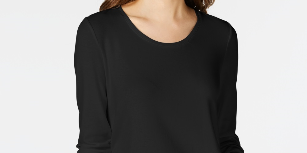 Maison Jules Women's Scoop Neck Top Black Size X-Small