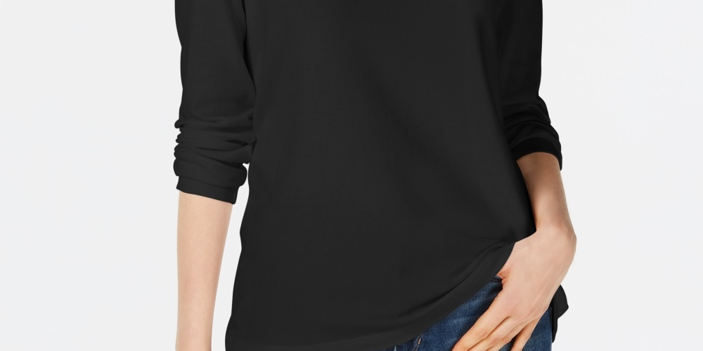 Maison Jules Women's Scoop Neck Top Black Size X-Small