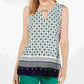 Charter Club Women's Printed Keyhole Neck Top White Size X-Large
