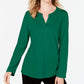 Charter Club Women's Cotton Split Neck Utility Top Green Size X-Small