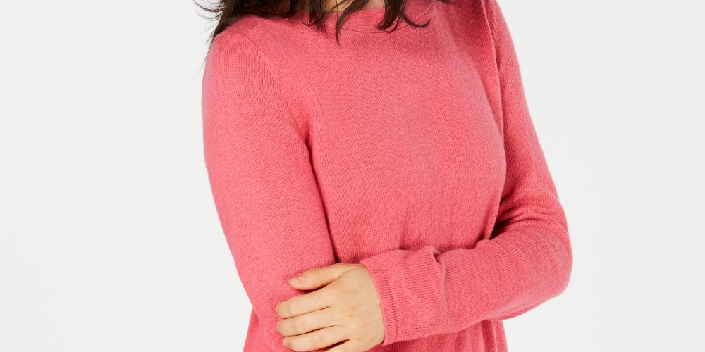 Karen Scott Women's Solid Curved-Hem Tunic Sweater Pink Size X-Small