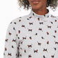 Karen Scott Women's Cats & Bows Printed Mock Neck Top Gray Size -PS