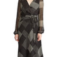 Ralph Lauren Women's Belted Zippered Printed Long Sleeve V Neck Midi Wrap Dress Dress Black Size 0