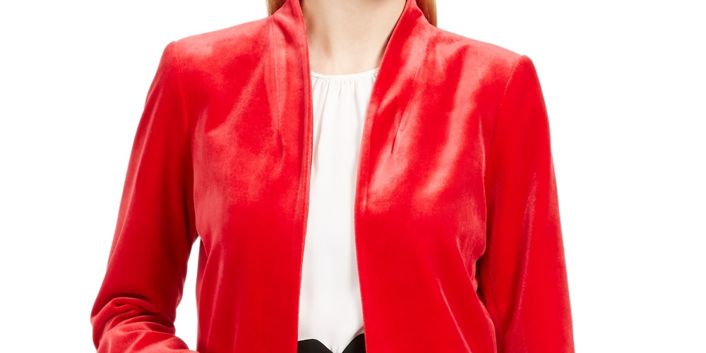 Calvin Klein Women's Long Velvet Blazer Red Size 4