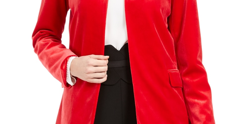 Calvin Klein Women's Long Velvet Blazer Red Size 4