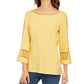 Charter Club Women's Crochet Inset Top Yellow Size Small