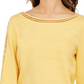Charter Club Women's Crochet Inset Top Yellow Size Small