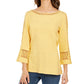 Charter Club Women's Crochet-Inset Top Yellow Size Large