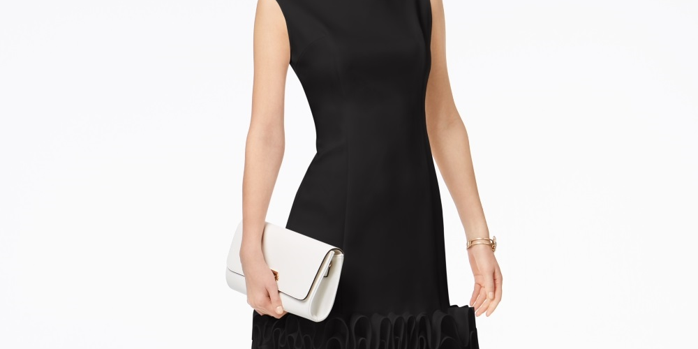 Donna Ricco Women's Ruffle Hem Sheath Dress Black Size 4