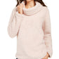 Style & Co Women's Sherpa Cowl Neck Sweater Pink Size Medium