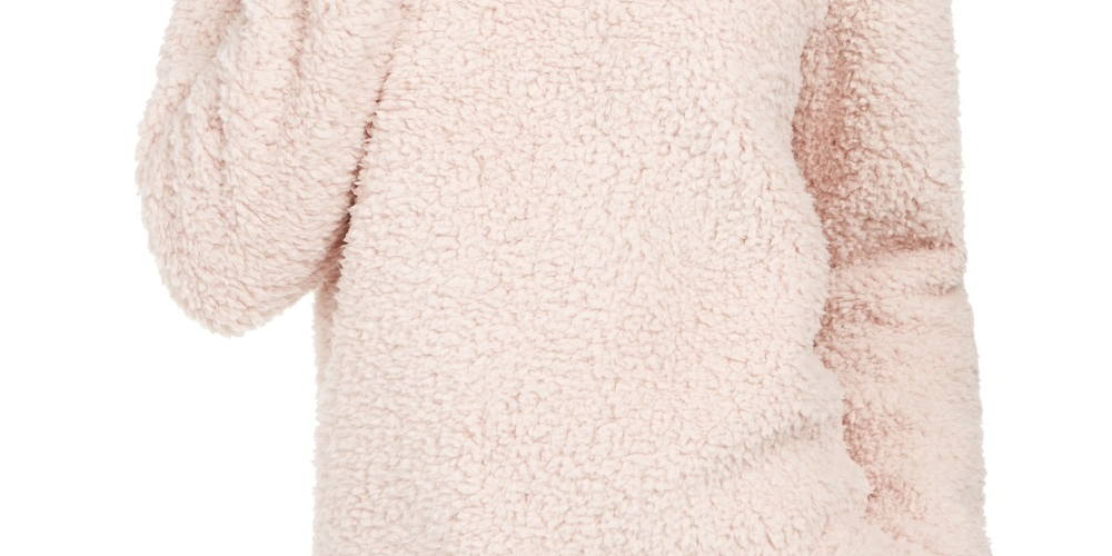 Style & Co Women's Sherpa Cowl Neck Sweater Pink Size Medium