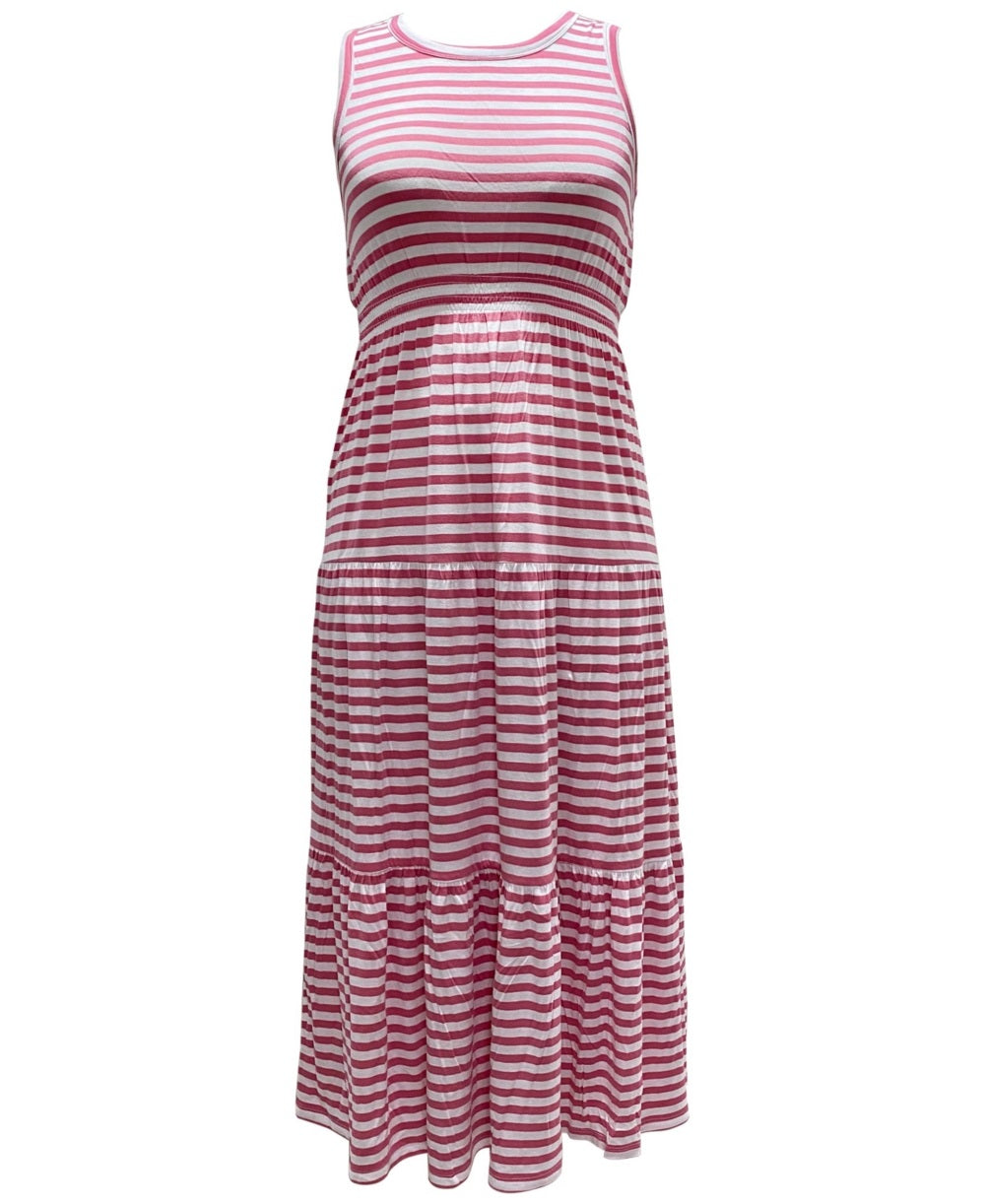 Style & Co Women's Striped Sleeveless Maxi Dress Pink Size X-Small