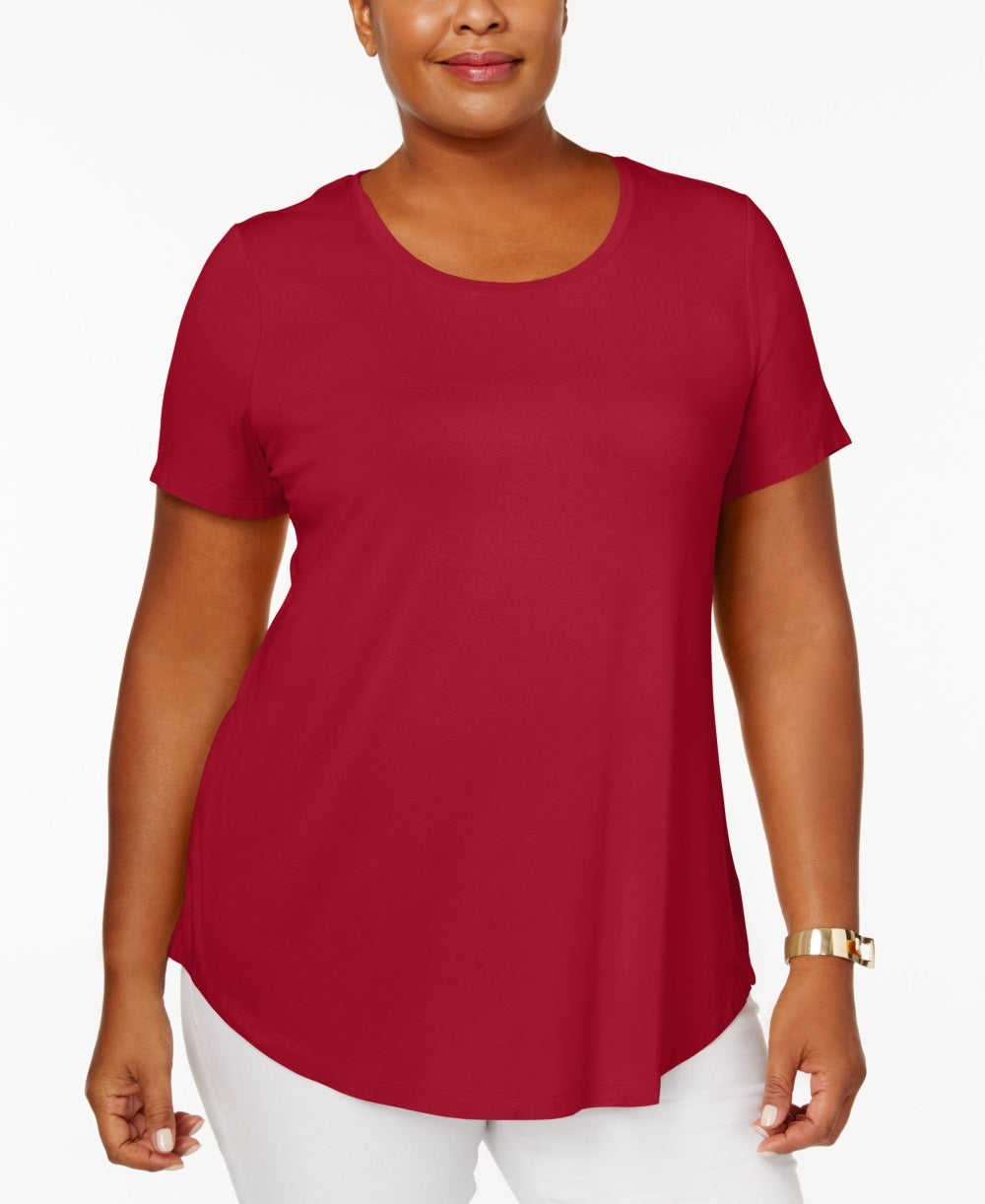 JM Collection Women's Plus Short Sleeve Top Red Size 0X