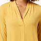 Charter Club Women's Petite Pleat Neck 3/4 Sleeve Top Gold Size Petite Medium