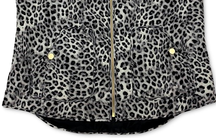 Charter Club Women's Vest Quilted Animal Print Zip White Size Medium