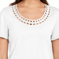 Karen Scott Women's Cotton Scalloped-Neck T-Shirt White Size Small
