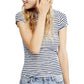 Free People Women's Night Sky Striped Short Sleeve T-Shirt Blue Size Small