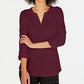 Charter Club Women's Supima Cotton Split-Neck Top Red Size XX-Large