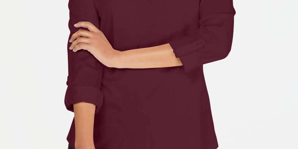 Charter Club Women's Supima Cotton Split-Neck Top Red Size XX-Large