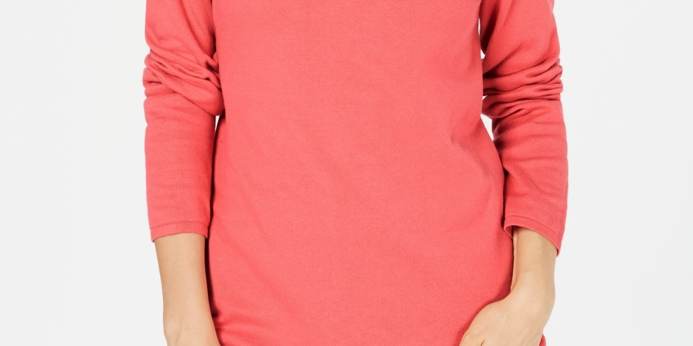 Karen Scott Women's Cotton Envelope Neck Sweater Pink Size X-Small